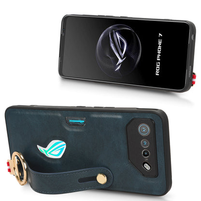 For Asus ROG Phone 7 5G Wristband Kickstand Phone Case PU Leather Coated PC+TPU Cover with Bottle Opener