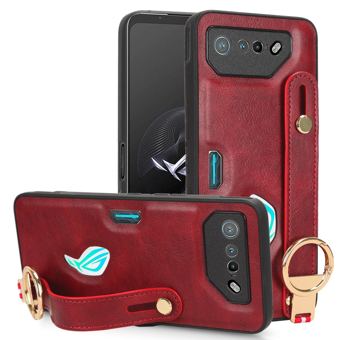 For Asus ROG Phone 7 5G Wristband Kickstand Phone Case PU Leather Coated PC+TPU Cover with Bottle Opener