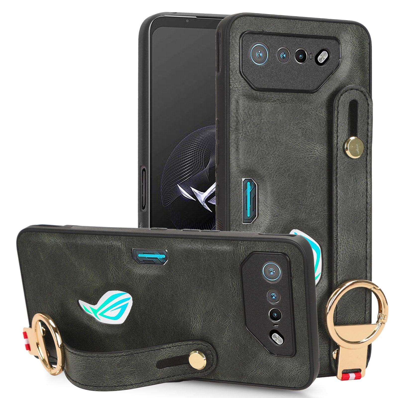 For Asus ROG Phone 7 5G Wristband Kickstand Phone Case PU Leather Coated PC+TPU Cover with Bottle Opener