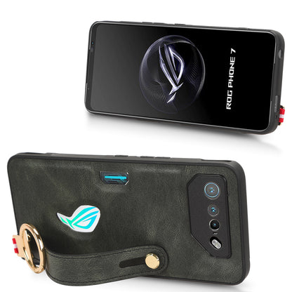 For Asus ROG Phone 7 5G Wristband Kickstand Phone Case PU Leather Coated PC+TPU Cover with Bottle Opener