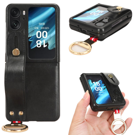 For Oppo Find N2 Flip 5G PU Leather+PC Phone Case Wristband Kickstand Bottle Opener Shockproof Cover