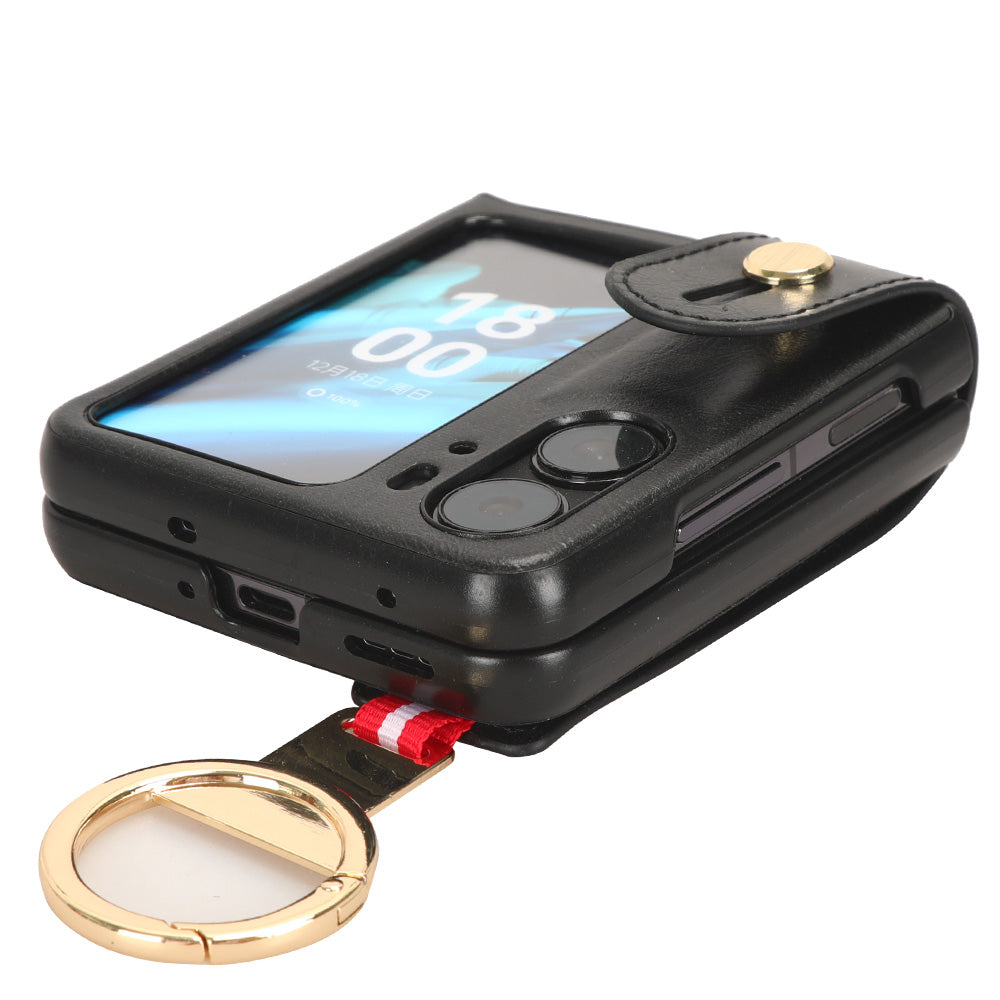 For Oppo Find N2 Flip 5G PU Leather+PC Phone Case Wristband Kickstand Bottle Opener Shockproof Cover