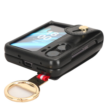 For Oppo Find N2 Flip 5G PU Leather+PC Phone Case Wristband Kickstand Bottle Opener Shockproof Cover