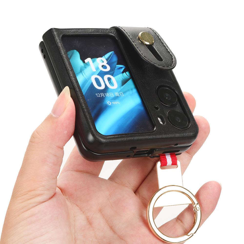 For Oppo Find N2 Flip 5G PU Leather+PC Phone Case Wristband Kickstand Bottle Opener Shockproof Cover