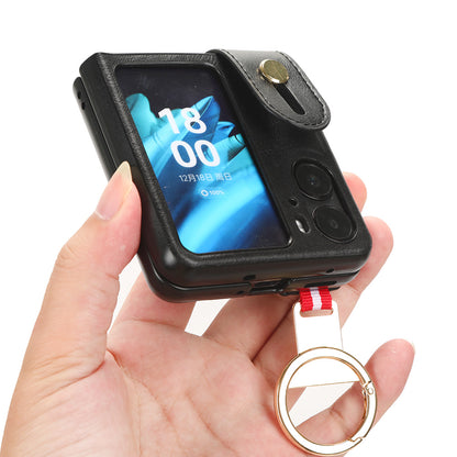 For Oppo Find N2 Flip 5G PU Leather+PC Phone Case Wristband Kickstand Bottle Opener Shockproof Cover