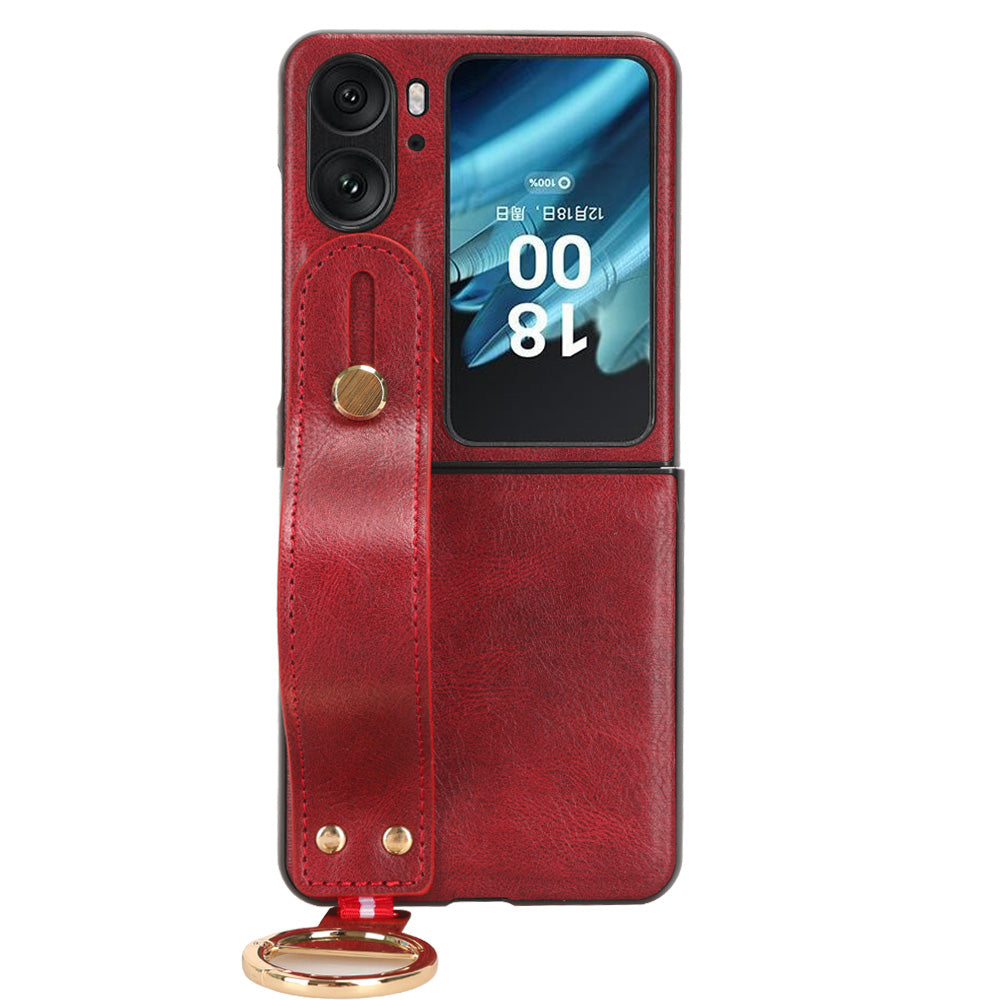 For Oppo Find N2 Flip 5G PU Leather+PC Phone Case Wristband Kickstand Bottle Opener Shockproof Cover