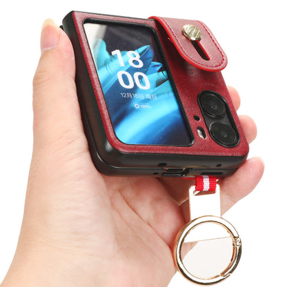 For Oppo Find N2 Flip 5G PU Leather+PC Phone Case Wristband Kickstand Bottle Opener Shockproof Cover