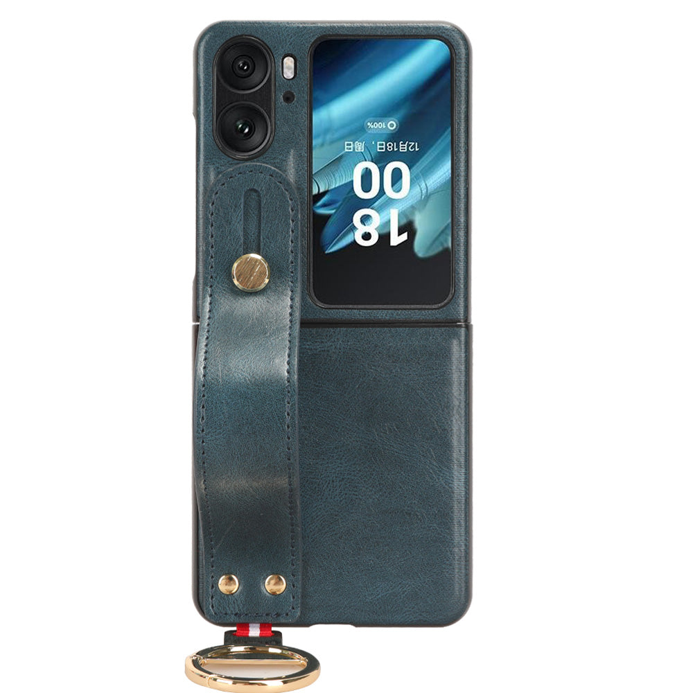 For Oppo Find N2 Flip 5G PU Leather+PC Phone Case Wristband Kickstand Bottle Opener Shockproof Cover