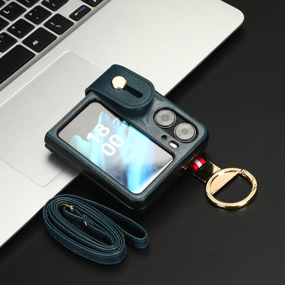 For Oppo Find N2 Flip 5G PU Leather+PC Phone Case Wristband Kickstand Bottle Opener Shockproof Cover