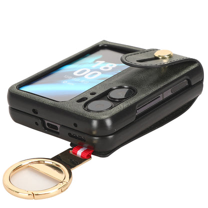 For Oppo Find N2 Flip 5G PU Leather+PC Phone Case Wristband Kickstand Bottle Opener Shockproof Cover