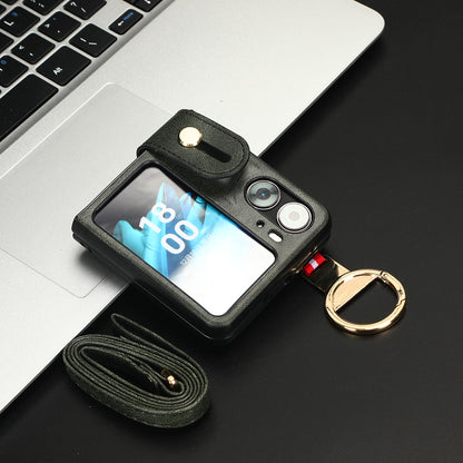 For Oppo Find N2 Flip 5G PU Leather+PC Phone Case Wristband Kickstand Bottle Opener Shockproof Cover