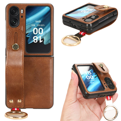For Oppo Find N2 Flip 5G PU Leather+PC Phone Case Wristband Kickstand Bottle Opener Shockproof Cover