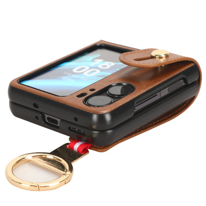 For Oppo Find N2 Flip 5G PU Leather+PC Phone Case Wristband Kickstand Bottle Opener Shockproof Cover