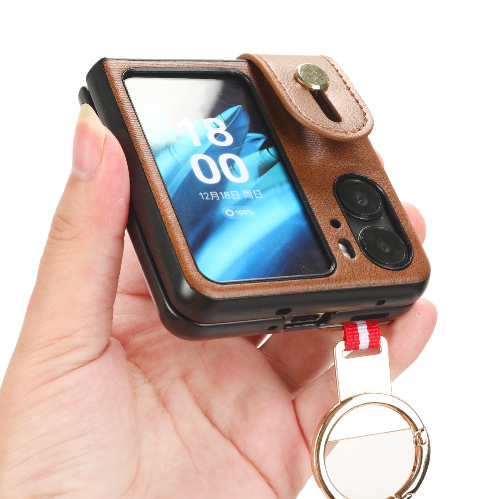 For Oppo Find N2 Flip 5G PU Leather+PC Phone Case Wristband Kickstand Bottle Opener Shockproof Cover