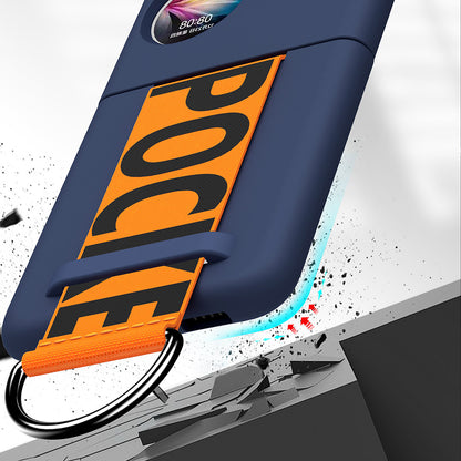 For Huawei P50 Pocket Rubberized Phone Case Wrist Strap Hard PC Protective Phone Cover