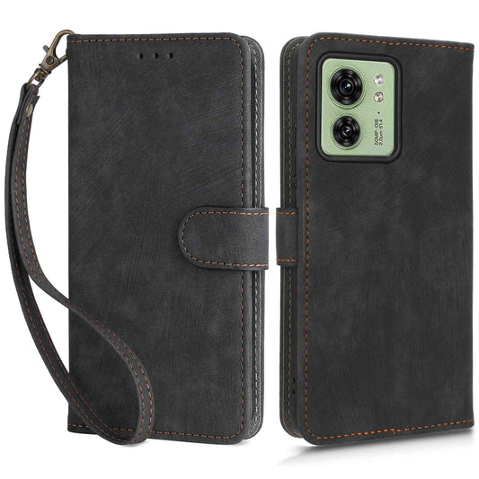 RFID Blocking Wallet Cover for Motorola Edge 40 5G , PU Leather Stand Phone Protective Case with Strap
