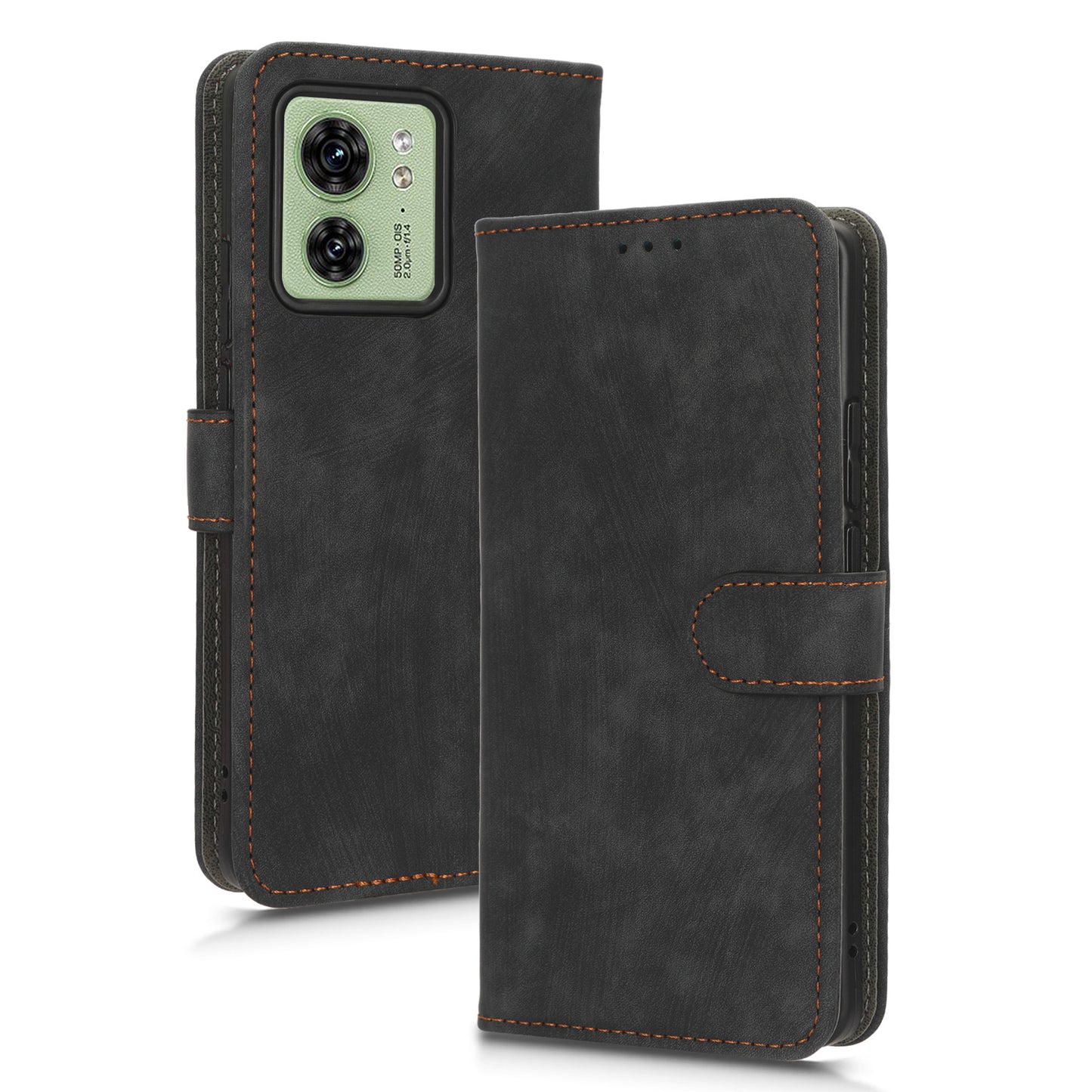 RFID Blocking Wallet Cover for Motorola Edge 40 5G , PU Leather Stand Phone Protective Case with Strap