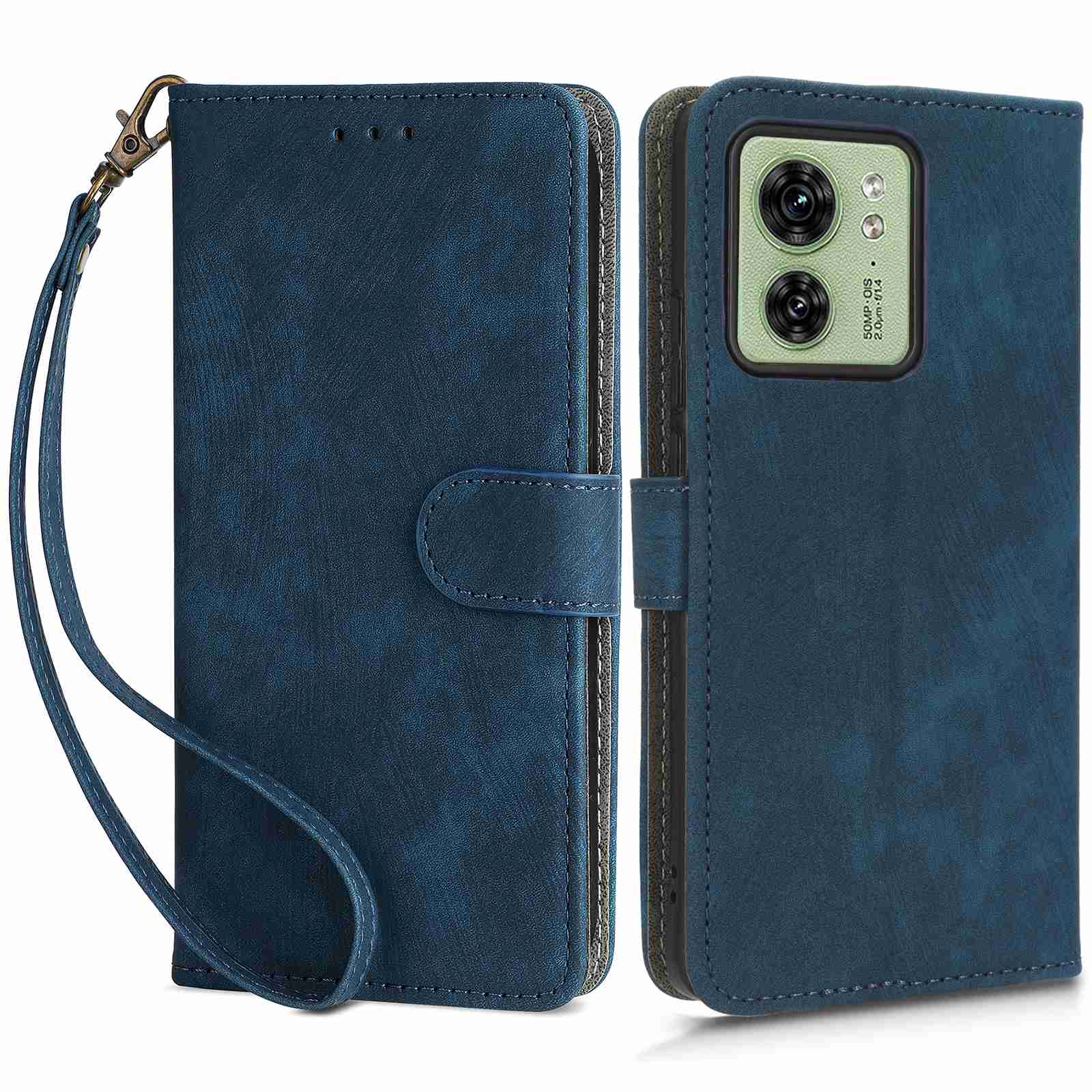 RFID Blocking Wallet Cover for Motorola Edge 40 5G , PU Leather Stand Phone Protective Case with Strap