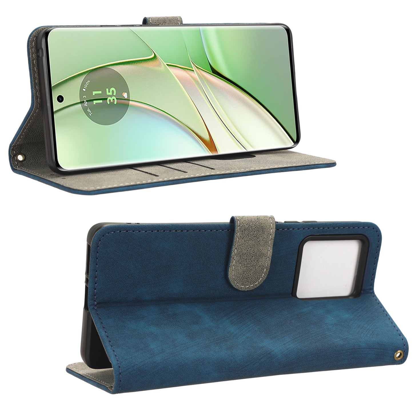 RFID Blocking Wallet Cover for Motorola Edge 40 5G , PU Leather Stand Phone Protective Case with Strap