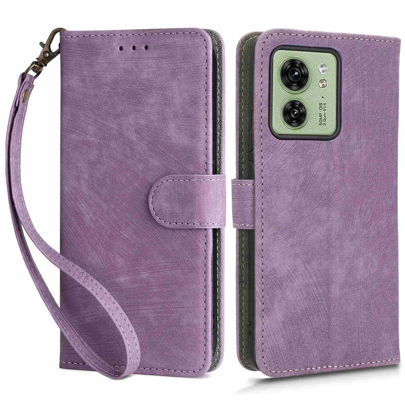 RFID Blocking Wallet Cover for Motorola Edge 40 5G , PU Leather Stand Phone Protective Case with Strap