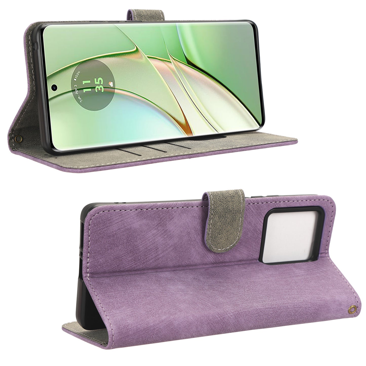 RFID Blocking Wallet Cover for Motorola Edge 40 5G , PU Leather Stand Phone Protective Case with Strap