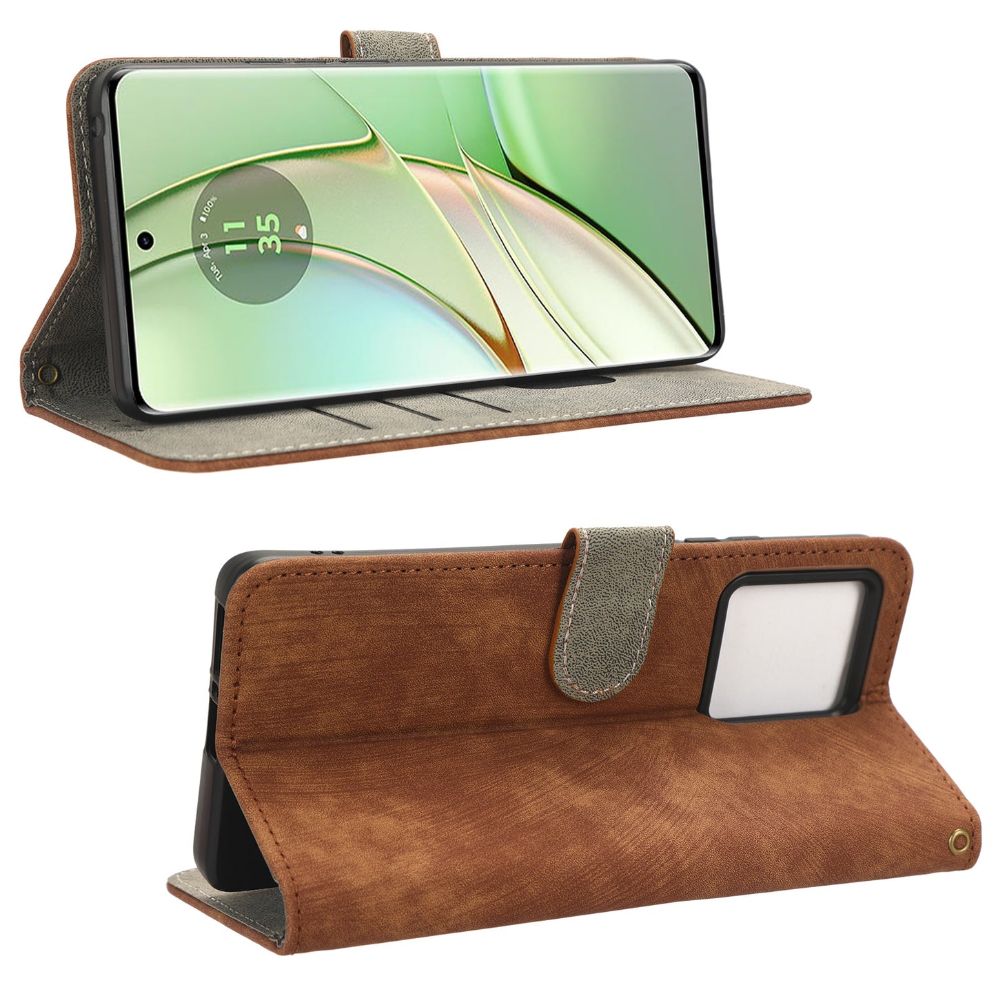 RFID Blocking Wallet Cover for Motorola Edge 40 5G , PU Leather Stand Phone Protective Case with Strap