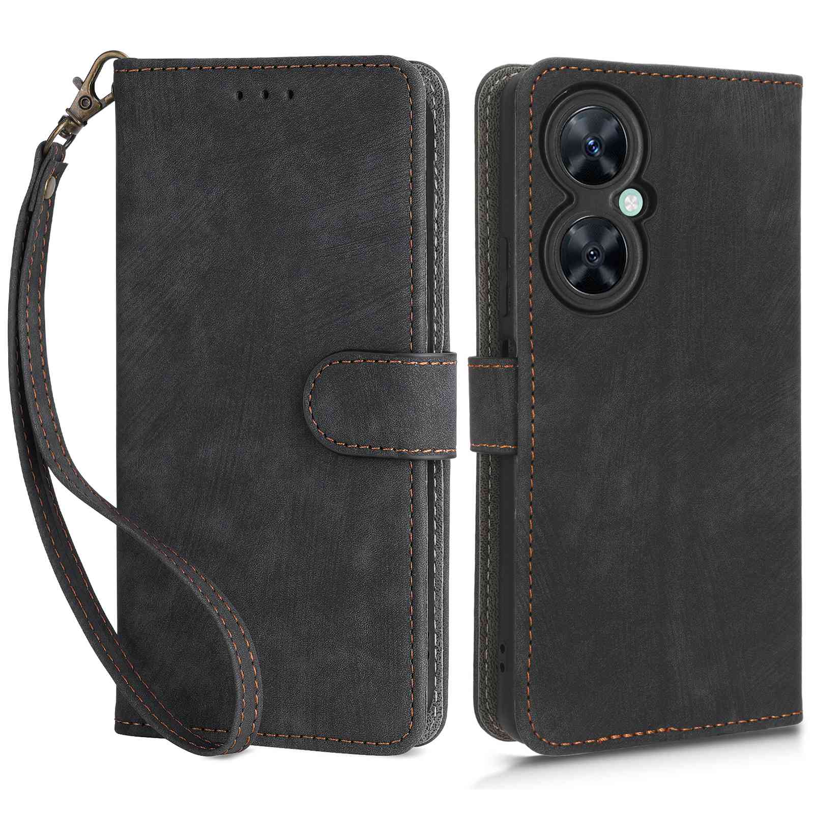 For Huawei Nova 11i / Maimang 20 / Enjoy 60 Pro PU Leather RFID Blocking Wallet Cover Stand Phone Case with Strap