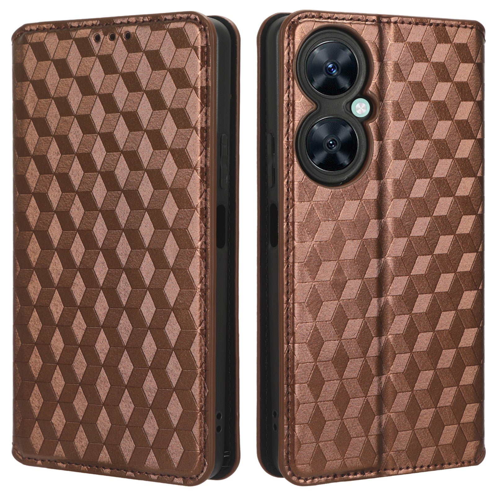 For Huawei Nova 11i / Maimang 20 / Enjoy 60 Pro Stand Wallet PU Leather Rhombus Imprinted Anti-drop Phone Cover