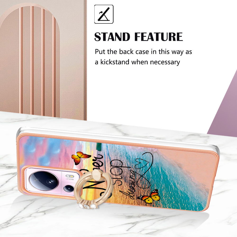 YB IMD Series-6 For Xiaomi 13 Lite / Civi 2 5G Kickstand TPU Case IMD IML Electroplating Phone Cover