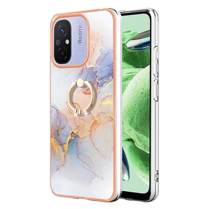 YB IMD Series-6 For Xiaomi Redmi 12C 4G / 11A 4G Phone Case IMD IML Electroplating TPU Phone Shell with Kickstand