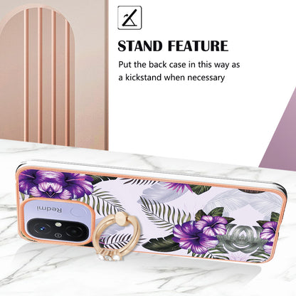YB IMD Series-6 For Xiaomi Redmi 12C 4G / 11A 4G Phone Case IMD IML Electroplating TPU Phone Shell with Kickstand