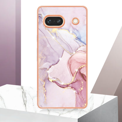 YB IMD Series-2 Marble Pattern Phone Case for Google Pixel 7a TPU Electroplated IMD Protective Cover