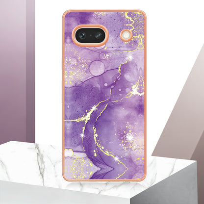 YB IMD Series-2 Marble Pattern Phone Case for Google Pixel 7a TPU Electroplated IMD Protective Cover