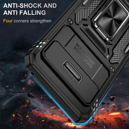 For Google Pixel 8 Armor Series PC + TPU Phone Case Ring Kickstand Cover with Slide Camera Window