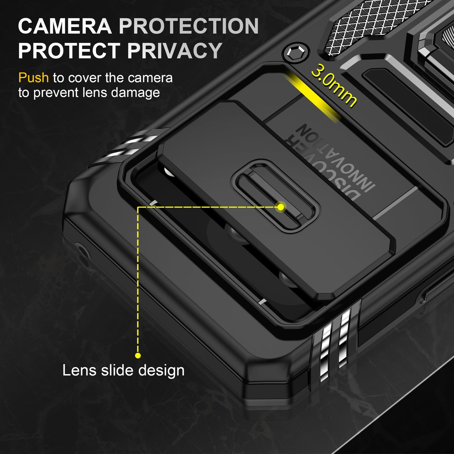 For Google Pixel 8 Armor Series PC + TPU Phone Case Ring Kickstand Cover with Slide Camera Window