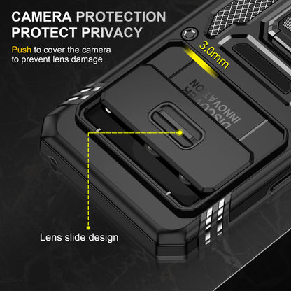 For Google Pixel 8 Armor Series PC + TPU Phone Case Ring Kickstand Cover with Slide Camera Window