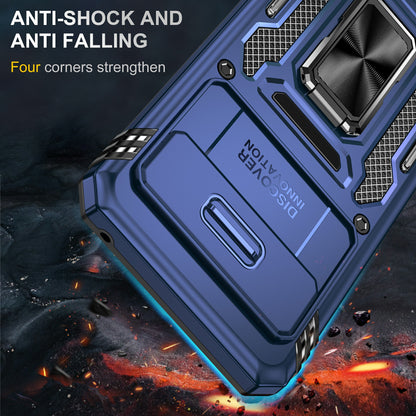 For Google Pixel 8 Armor Series PC + TPU Phone Case Ring Kickstand Cover with Slide Camera Window