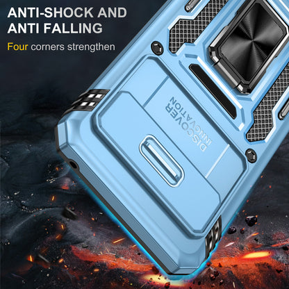 For Google Pixel 8 Armor Series PC + TPU Phone Case Ring Kickstand Cover with Slide Camera Window