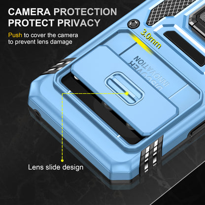 For Google Pixel 8 Armor Series PC + TPU Phone Case Ring Kickstand Cover with Slide Camera Window