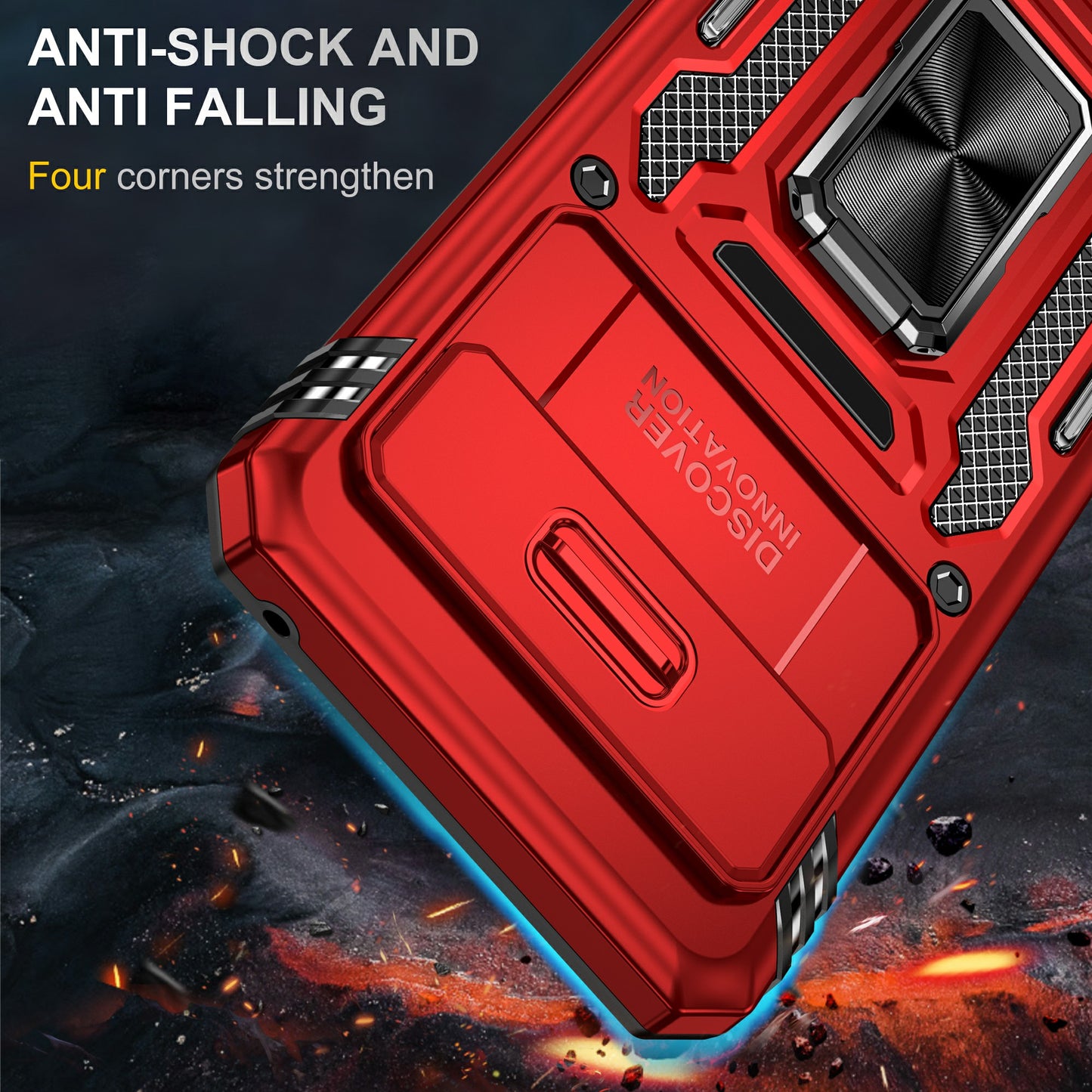 For Google Pixel 8 Armor Series PC + TPU Phone Case Ring Kickstand Cover with Slide Camera Window