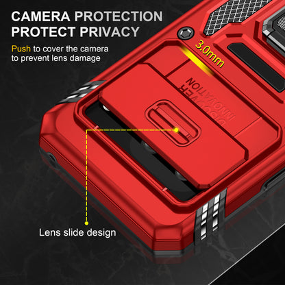 For Google Pixel 8 Armor Series PC + TPU Phone Case Ring Kickstand Cover with Slide Camera Window