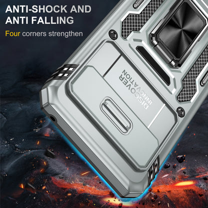 For Google Pixel 8 Armor Series PC + TPU Phone Case Ring Kickstand Cover with Slide Camera Window