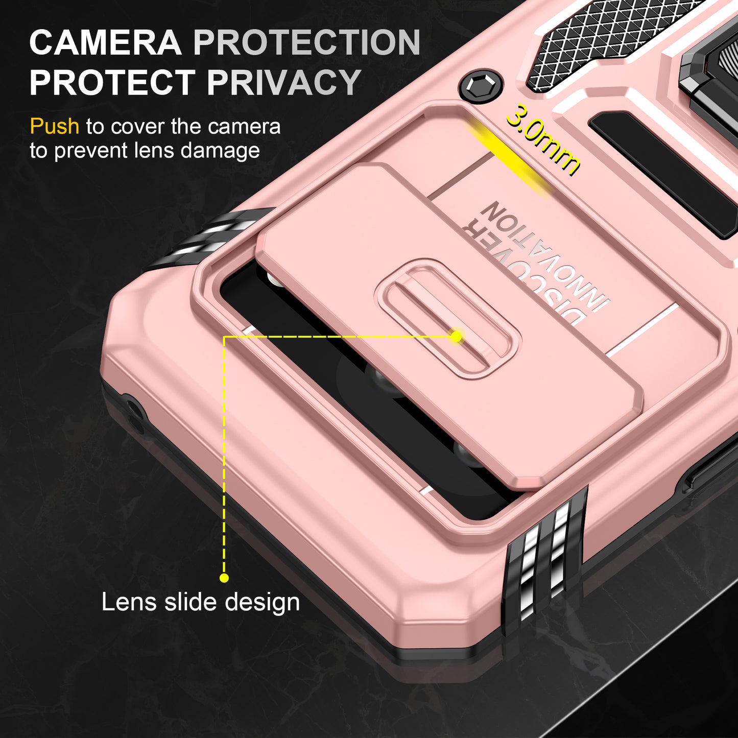 For Google Pixel 8 Armor Series PC + TPU Phone Case Ring Kickstand Cover with Slide Camera Window