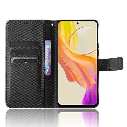 For vivo Y36 4G / Y36 5G / Y78 5G (China) Mobile Phone Case Stand Wallet PU Leather Shell Diamond Texture Phone Cover