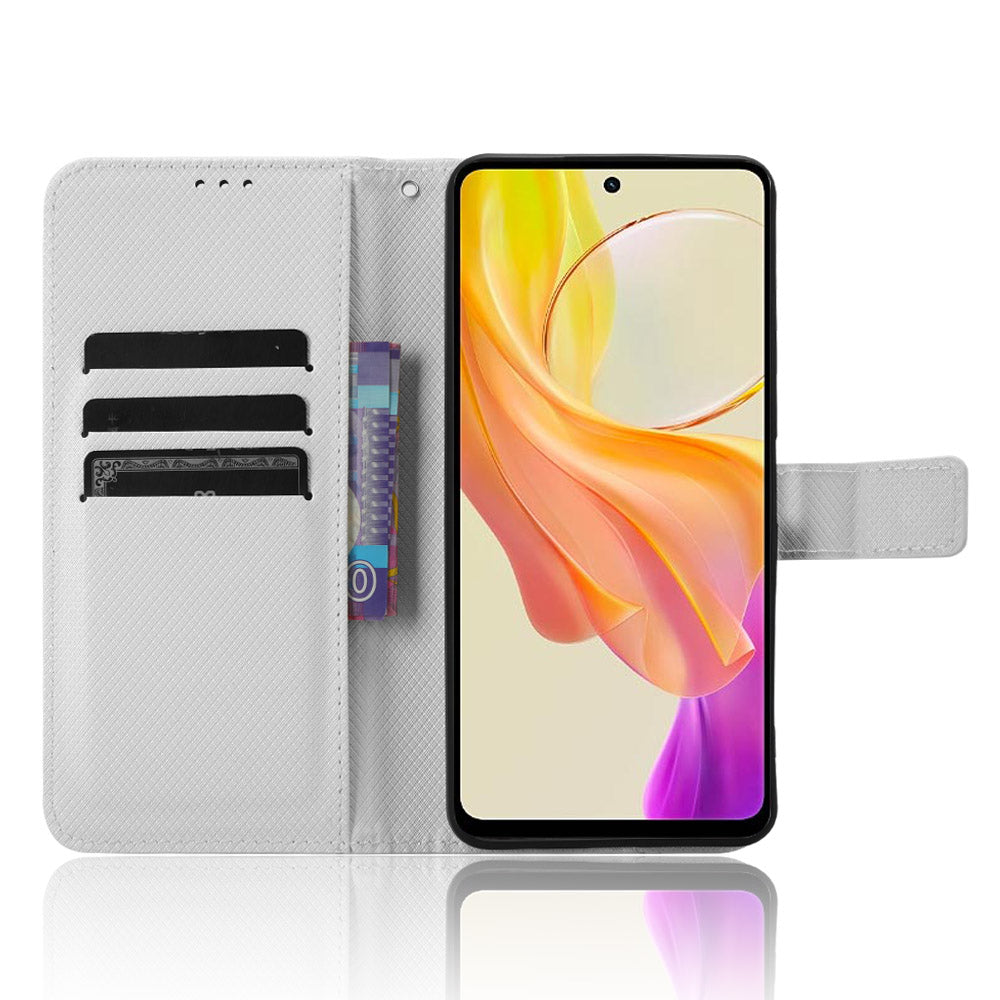 For vivo Y36 4G / Y36 5G / Y78 5G (China) Mobile Phone Case Stand Wallet PU Leather Shell Diamond Texture Phone Cover