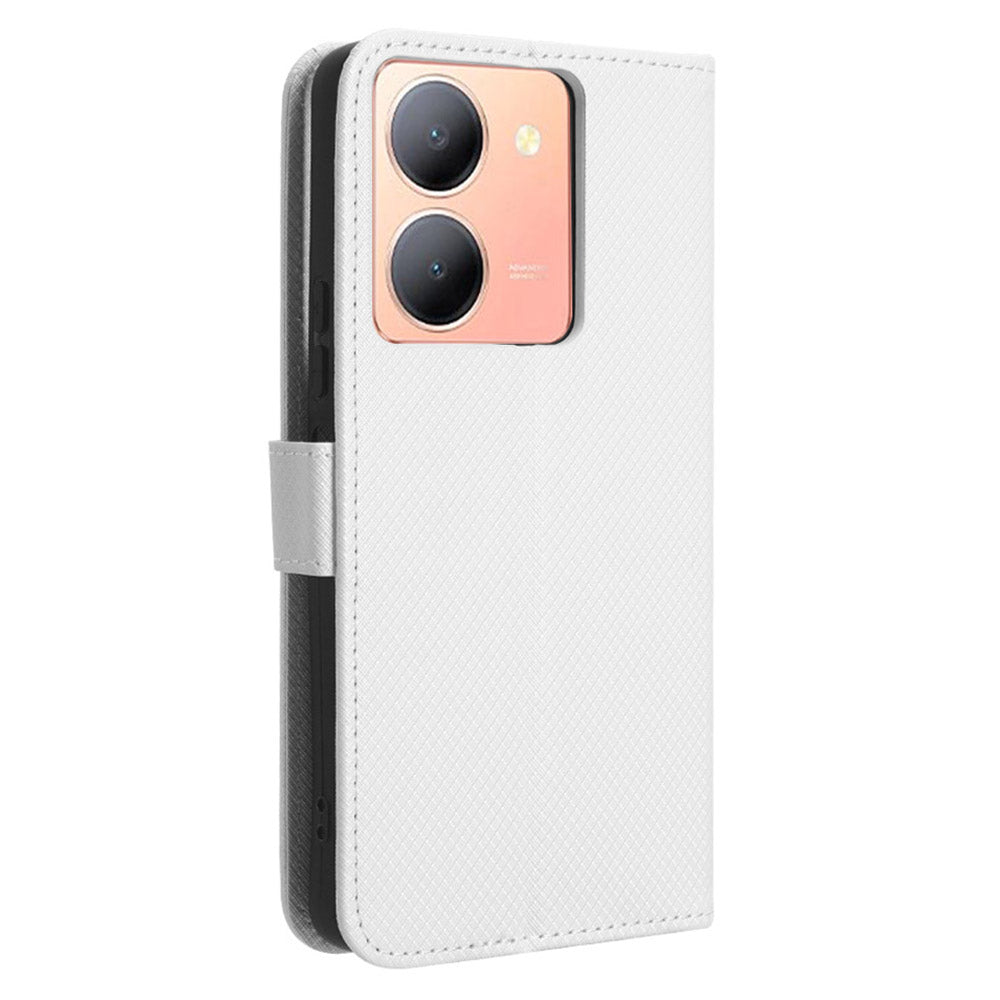 For vivo Y36 4G / Y36 5G / Y78 5G (China) Mobile Phone Case Stand Wallet PU Leather Shell Diamond Texture Phone Cover