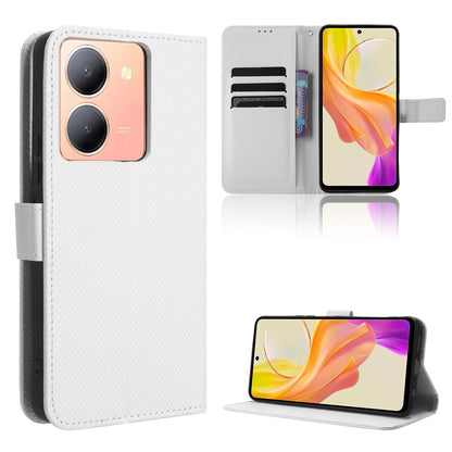 For vivo Y36 4G / Y36 5G / Y78 5G (China) Mobile Phone Case Stand Wallet PU Leather Shell Diamond Texture Phone Cover