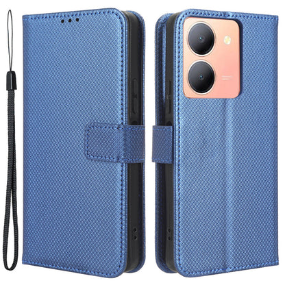 For vivo Y36 4G / Y36 5G / Y78 5G (China) Mobile Phone Case Stand Wallet PU Leather Shell Diamond Texture Phone Cover