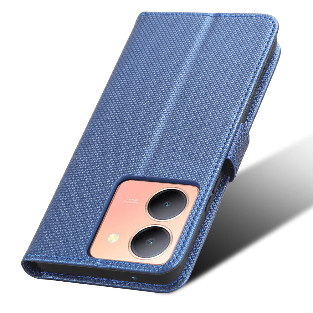 For vivo Y36 4G / Y36 5G / Y78 5G (China) Mobile Phone Case Stand Wallet PU Leather Shell Diamond Texture Phone Cover