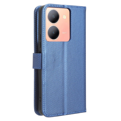 For vivo Y36 4G / Y36 5G / Y78 5G (China) Mobile Phone Case Stand Wallet PU Leather Shell Diamond Texture Phone Cover